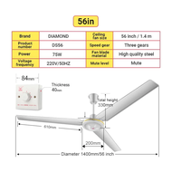 Ceiling Fan 56 Inch Metal Blade Heavy Duty 3 Blades Ceiling Fans For Household Warehouse Office Mute