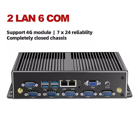 Fanless Industrial Mini PC Dual NIC LAN 6*COM RS232 RS485 Core i5 4200U 2955U Win10/11 Ubuntu Linx T