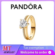 Hot selling 100% S925 sterling silver couple ladies Pandora jewelry DIY Double Band Heart Ring 16310
