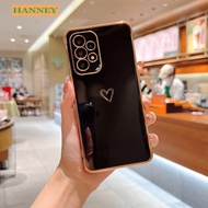 HANNEY สำหรับ Samsung Galaxy A15 A25 A35 A55 A24 A04S A13 A23 A33 A53 A52 A52S A14 A34 A54 A12 4G 5G เคสโทรศัพท์ซิลิโคนอ่อนนุ่มหรูหราชุบ Love Heart รูปแบบการป้องกันกล้องกันกระแทกฝาหลังปลอก CPH-01