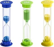 SuLiao Mini Sand Timer for Kids, 1/2/5 Minute Acrylic Hourglass Sand Watch Clock Set, Plastic Unbrea