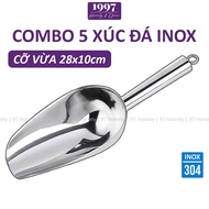 [Combo of 5] 304 Stainless Steel Ice Shovel Medium Size 25x8cm With Hanger Grain Ice Shovel 97HOMELY
