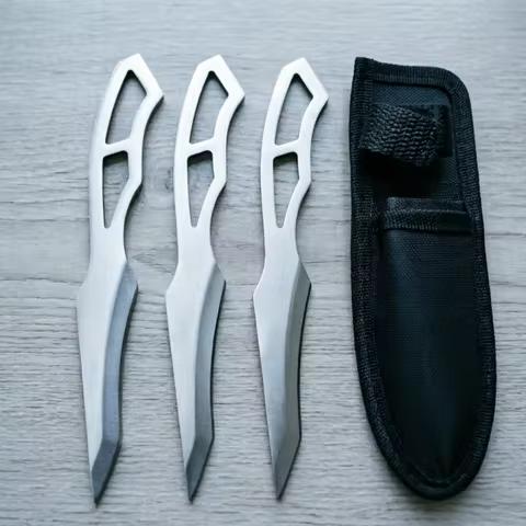 3 bladeless training knives, balance practice knives, nylon sheathed outdoor pocket knives
