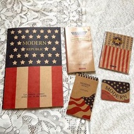 美國國旗圖案筆記本5件組（筆記本+記事記帳本+隨身記事本+電話本+便條本）古著 復古風文具