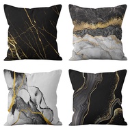 [Double Side]1 Piece Polyester Pillowcase 40x40/45x45/50x50/60x60cm Black Gold Marble Pattern Cushion Pillow Cover  for Sofa Bedroom Homeliving