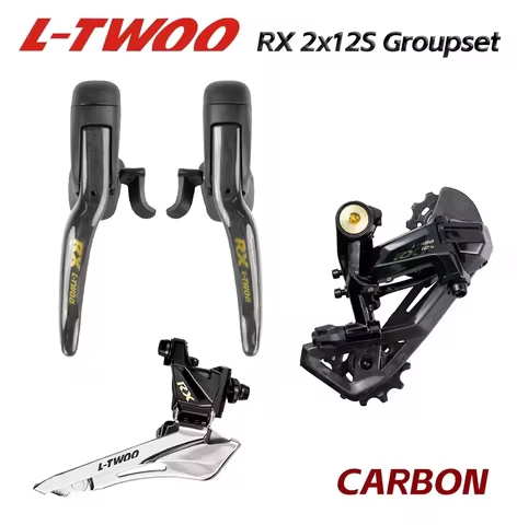 LTWOO RX 2x12 Speed, 24s Road Groupset 4Kit, Carbon Fiber Shifter + Carbon Fiber Rear Derailleurs + 
