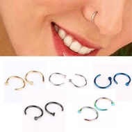 ห่วงจมูก ต่างหู ไม่ต้องเจาะหู ตุ้มหู จิว ห่วงปวก Fake Septum Medical Titanium Nose Ring Silver Gold 