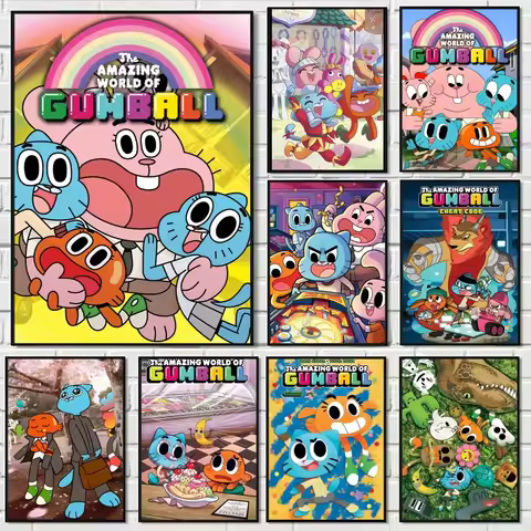 Fashion T-The Amazing World of Gumball Anime Poster Perfect Space Sticker Self Adhesive for Office H