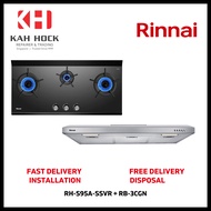 RINNAI RH-S95A-SSVR SLIMLINE HOOD + RB-3CGN 3 INNER BURNER BUILT-IN HOB BUNDLE