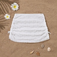 Teen Girls' Solid Color Beach Cover Up Skirt Set White Summer Skirt Girl Size Bathing Suit Cover Up 