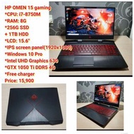 HP OMEN 15 gaming*CPU: i7-8750M