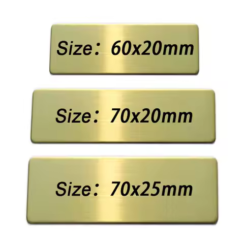 60X20 70x20 70x25mm Customizable Brooches Pin Personalized Engraved Text Logo Business ID Plate Meta