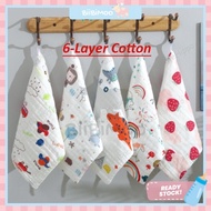 25*25cm 6 Layer Muslin Cotton Newborn Infant Baby Handkerchief Baby Face Towel Cloth - Soft Cotton