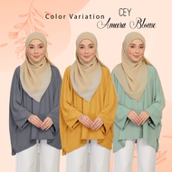 Blaus Gaya Baggy Wanita Korea CEY CREPE Lengan Penuh Warna Padu Blaus Saiz Besar