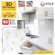 Hexagonal Platinum 3D Tiles Sticker Kitchen Bathroom Wall Tiles Sticker Self Adhesive Backsplash Clever Mosaic 12x12 inch Mosaic Self Adhesive Wallpaper Sticker PVC 3D Waterproof Oilproof Ceramic Tiles Stickers DIY Home Decor Kitchen Bathroom Toilet