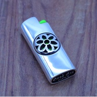 Handmade สั้นซากุระ ดีไซน์ เงิน 925 Mens Vintage One-time Lighter Case ทันสมัย เครื่องประดับเงินชายอ