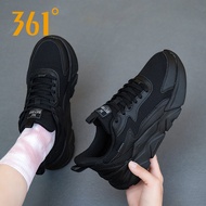 361 All Black Business Sneakers Women's Black Running Shoes Breathable Mesh Shoes Casual Shoes Mesh 