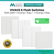 Schneider Electric Vivace E 16AX 250V White Wall Switch 1 Gang 2 Gang 3 Gang 4 Gang 1 Way 2 Way