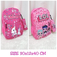 Unicorn LOL Elementary School Backpack + Pencil Case