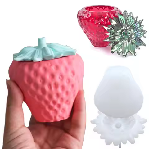 Strawberry Storage Box Silicone Mold Set DIY Fruit Ornaments Candle Jar Molds Plaster Crystal Epoxy 