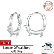 BAMOER Dachshund ต่างหูแบบห่วงสำหรับผู้หญิง925เงินสเตอร์ลิงห่วง Huggie สัตว์ต่างหูเครื่องประดับของขวัญสำหรับ SCE1677หูที่บอบบาง