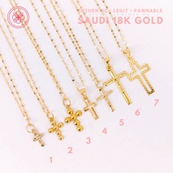 ☸☌◑COD PAWNABLE 18k Legit Original Pure Saudi Gold Cross Necklace