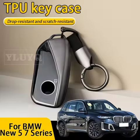 For BMW 5 7 Series Car Key Case TPU Keychain Cover Chain 740i 760i X1 X5 X6 X7 XM IX IX3 I5 I7 Car I