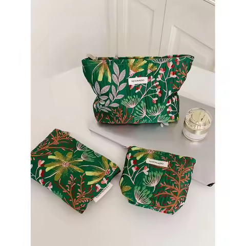 L/M/S Retro Floral Makeup Bags Women Cosmetic Bag Large Capacity Makeup Pouch Travel Organizer Toile