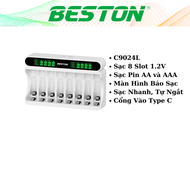 Sạc Pin AA & AAA Beston C9024 C9024L Pin Ni-Mh 1.2V 8 Slot Smart LED
