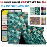 For Samsung Galaxy Tab A 10.1" 2019 2016 Tab A 10.5" Fashion Fancy Color Lattice Stand Flip Cover 2018 T510 T515 T590 T595 T580 T585 Learn To Read And Watch Movies Tablet Case