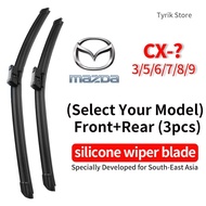 Mazda CX Series Wiper Blade Set (Front Rear 3pcs) for Select Your Model CX3 CX30 CX5 CX60 CX7 CX8 CX
