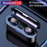 Headset Earphone Bluetooth TWS F9-5.0 LED IPX7 Wireless Earbuds
