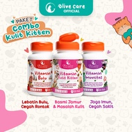 Olive Care Paket Vitamin Kucing Combo MASALAH KULIT KOMPLIT KITTEN Basmi Jamur dan Pertumbuhan Bulu