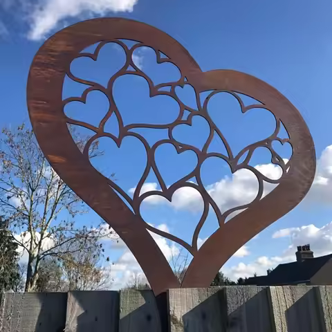 Rustic Metal Heart Garden Stake Iron Heart Silhouette Yard Art Farmhouse Outdoor Christmas Easter Ha