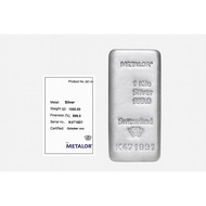 Metalor 1 kg Cast Silver Bar (999.0) – With Certificate & Serial Number
