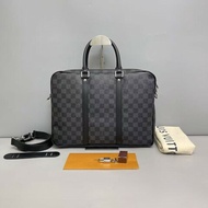 LV路易威登Documents黑棋盤格男士公文包電腦公事包肩背包手提包