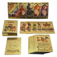 Kartu Pokemon Langka - Card Emas Pikachu Bahasa Inggris Bahan Metal Gold Untuk Koleksi
