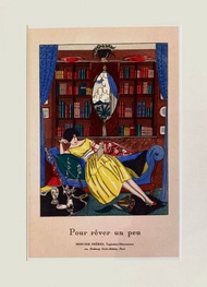 本店獨立印製法國1919年VINTAGE藝術月刊內頁插畫 - 少女的夢