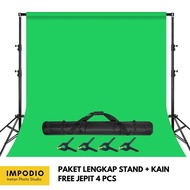 Light- Best Quality Backdrop Stand + Backdrop Cloth Package Size. 2X3M Impodio