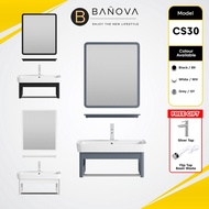 BANOVA Aluminum Bathroom Cabinet Basin Set Ceramic Sink with Mirror and Shelf Sink Kabinet Bercermin