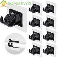 SOMEDAYMX 2pcs Curtain Rod Holder, Nail-Free Wall Hanging Curtain Rod Bracket, Fixed Clips Adjustable Black Self-Adhesive Curtain Rod Hook Kitchen