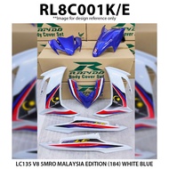 Cover Set YAMAHA LC135 V8 Rapido 5MRO MALAYSIA EDITION (184) WHITE BLUE Accessories Motor LCV8 Coverset Biru Putih LC V8