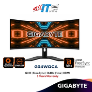 Gigabyte G34WQC / G34WQCA 34 inch Curved Gaming Monitor Ultrawide QHD, FreeSync ( 34" / 144Hz / 165Hz / 1ms )