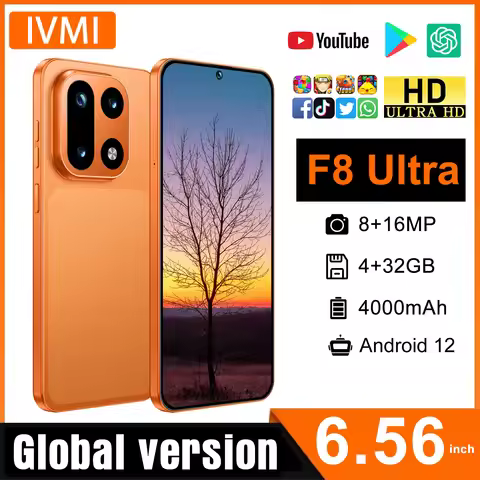 IVMI F8 Ultra Smartphone 6.56Inch Android 12 4GB RAM 32G ROM Face ID 4000mAH Battery Google Play Sto