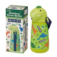 Skater 3D Stainless Steel Straw Water Bottle 370ml For Cold Drinks Dinosaur SSH4D Kids Boys Girls Di