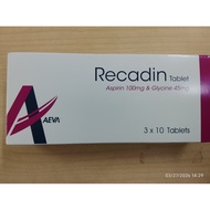 AEVA RECADIN TABLET 30 TABS ASPIRIN 100MG GLYCINE 45MG