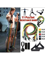 11合1多功能健身拉力繩5管彈性瑜伽踏板拉力器阻力帶拉力繩,可用於伸展腹肌訓練