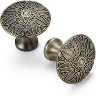 10 Pek Tombol Bulat Gangsa - 1.16 Inci - Tombol Kabinet Gaya Boho untuk Laci Almari, Tombol Almari P