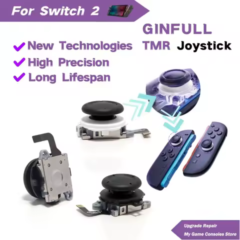 TMR Effect Joystick GINFULL TMR Effect Joystick For Switch 2 White Black For NS2 Controller 3D Analo