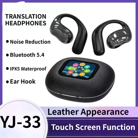 TWS Bluetooth Translation Earphone Noise Reduction Ear Hook Multiple Earbud Function Screen Touch Op